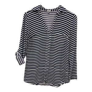 Splendid Striped Popover Blouse Top V-neck XS